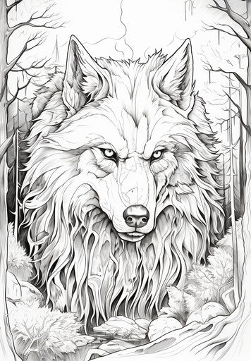 Wolf in the Woods Free Digital Coloring Pages