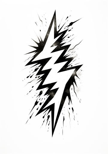 Lightning symbol on white stock, tattoo-inspired, electric