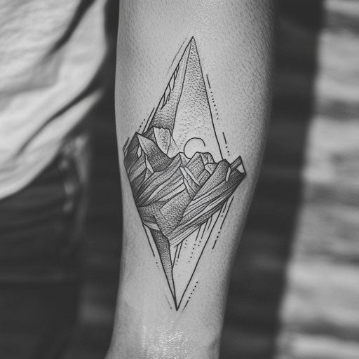 Sketch for forearm tattoo with sharp mountain range