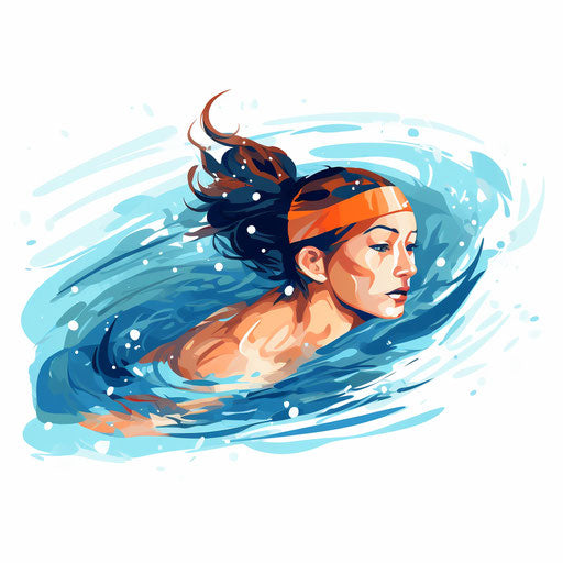 Minimalist swimming clipart on white background