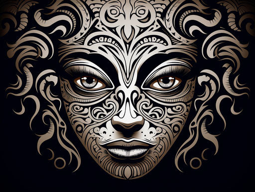 Black and white tattoo design in Maori style for African skin