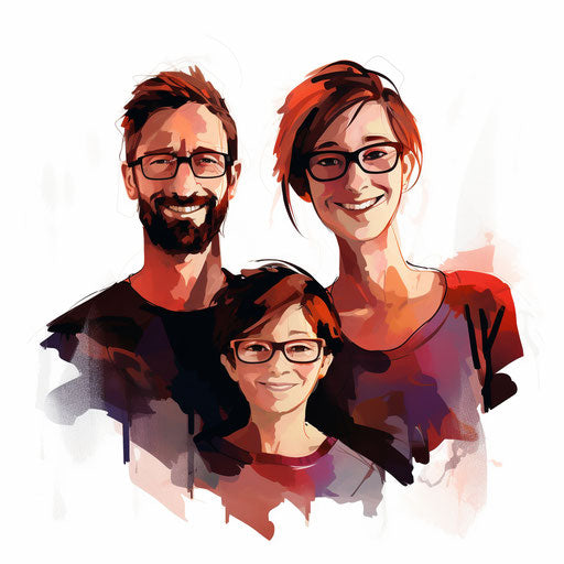 Parents clipart in the style of Chiaroscuro Art, on a white background