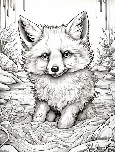 Little fox coloring page