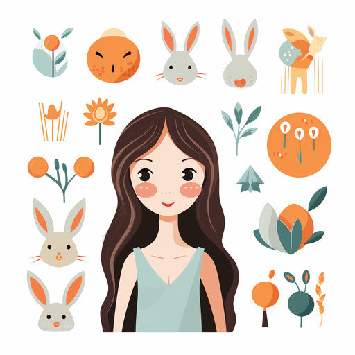 Easter clip art in Minimalist style, on white background