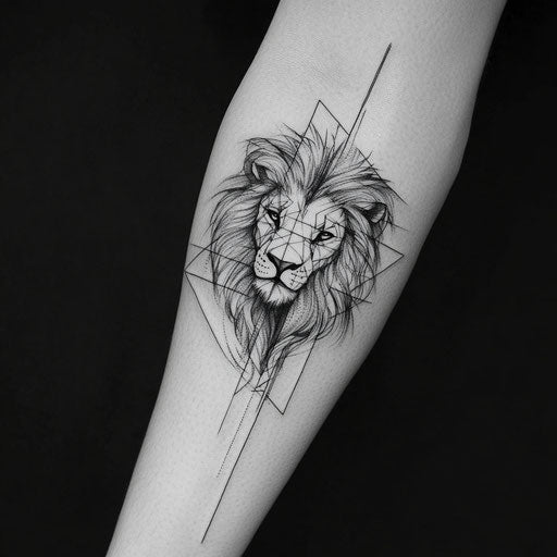 Lion forearm tattoo with dark fantasy twist