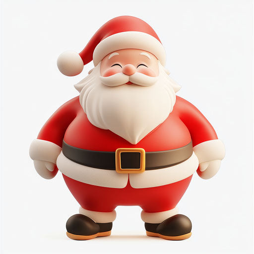 3D Santa in photo realistic style on flat white background