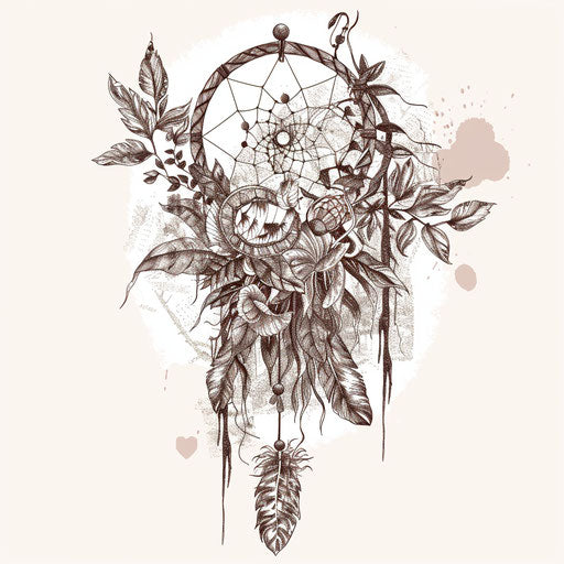Detailed illustration of a dreamcatcher on white background
