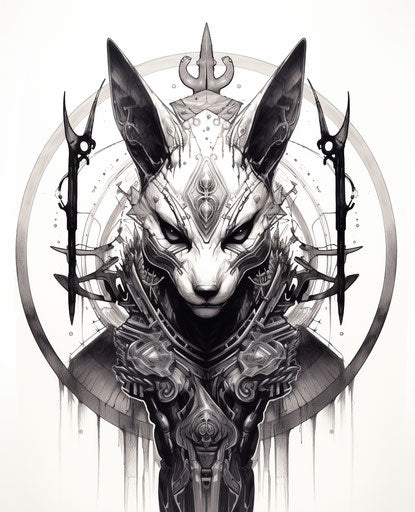 An Egyptian enemy with a sword in detailed sci-fi style