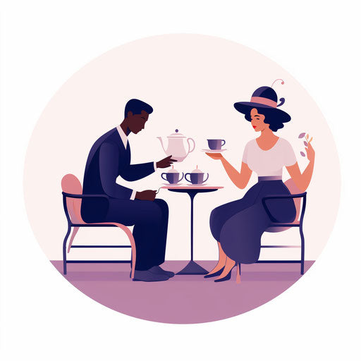 Minimalist tea party illustration on white background