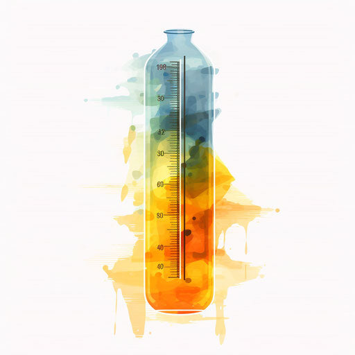 Oil painting style thermometer clipart on white background