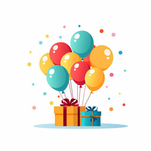 Minimalist birthday clipart, on white background