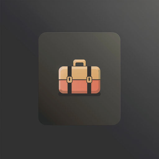 Classic travel logo with a suitcase icon on a dark grey background