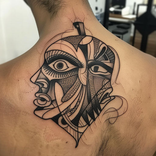 Depression tattoo with bold outlines