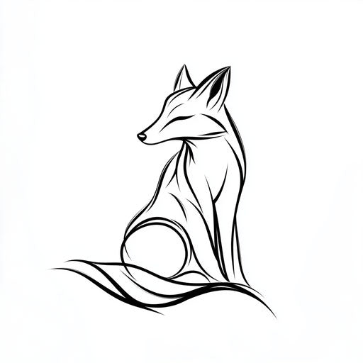 Minimalist tattoo sketch of an alpha fox on white background