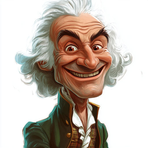 Humorous caricature of a Jean-Jacques Rousseau clipart with exaggerated human characteristics