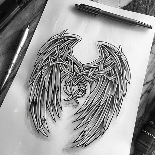 Celtic knotwork wings tattoo