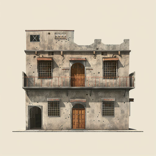 Photo realistic quality building clipart on flat beige background