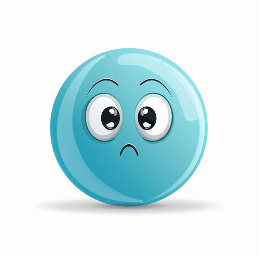 Vector icon of a blue ball with a sad face