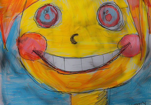 Smiling face in the style of Cluj school