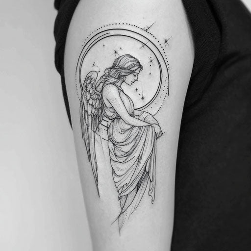 Serene angel with flowing robes and halo