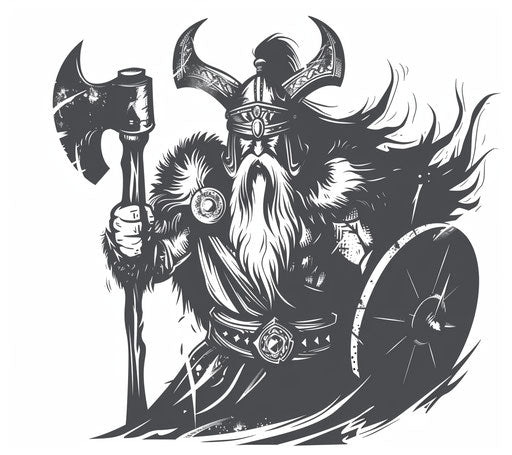 Viking axe vector clip art, monochromatic graphic design
