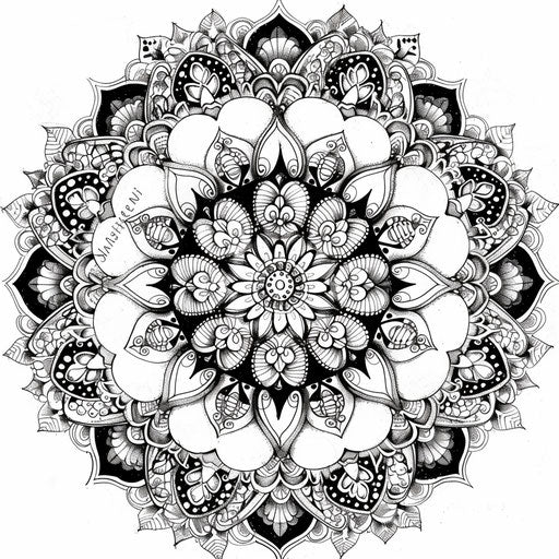 Intricate Doodle Mandala, Johanna Basford Style
