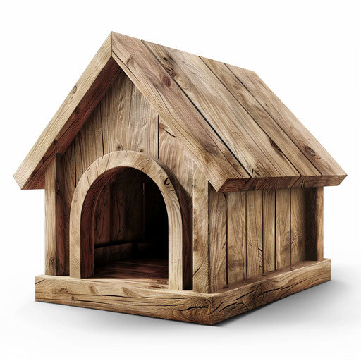 Realistic dog house clipart on flat white background