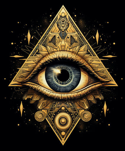 Unique occult pattern with a star and an eye