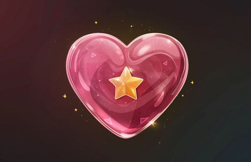 Pink heart with a little star, personal iconography style