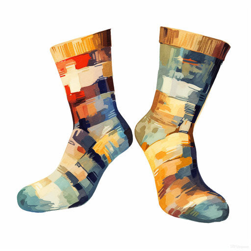 Socks clipart in Oil painting style on white background