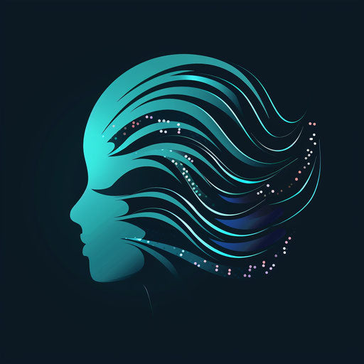 Futuristic logo for an AI company, blending digital and organic elements