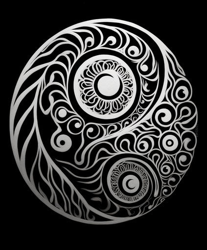 Maori spiral tattoo design in black and white