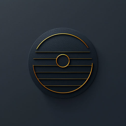 Online logo with minimalist design and gold accents, on a dark navy background
