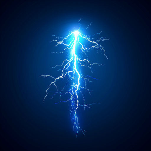 Lightning bolt artwork in photo realistic style with blue backdrop
