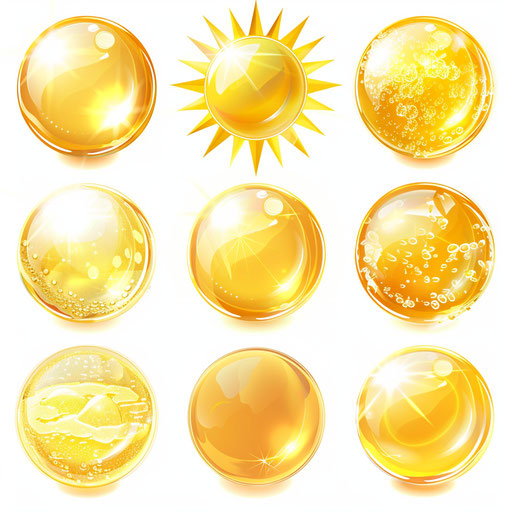 Realistic sunshine clipart on flat white background