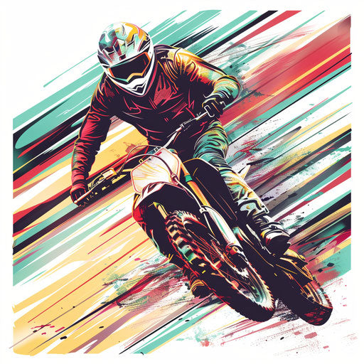 Biker racing with dynamic motion and vivid colors