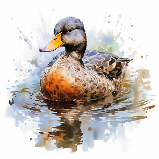 Duck clipart in the style of Oil painting, on a white background