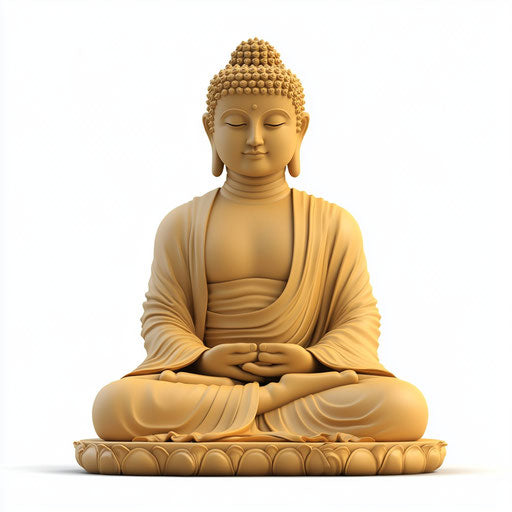 3D buddha in photo realistic style on flat white background