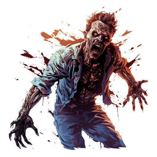 Zombie illustration in the style of Chiaroscuro Art, on white background