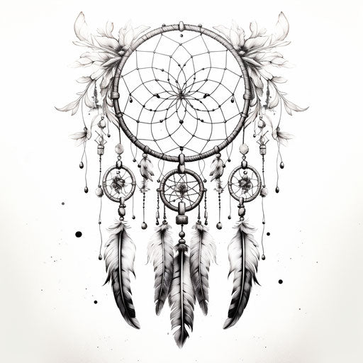 Dream catcher in black and white, johfra bosschart style