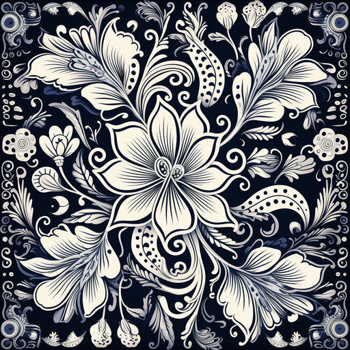 Ornamental Indian-style floral pattern, linear delicacy