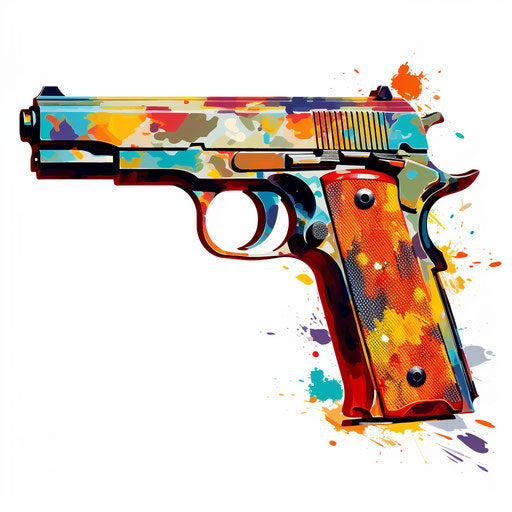 Gun clipart in the style of Impressionistic Art, on white background