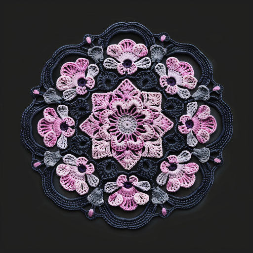Realistic crochet on dark background emphasizing details