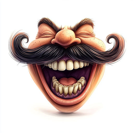 Humorous caricature of a mustache caricature with human characteristics