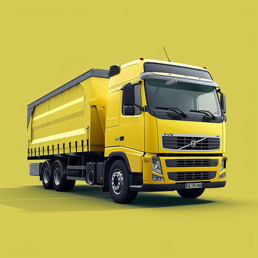 Truck clipart in a photo realistic style on a flat chartreuse background