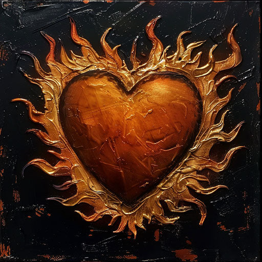 Burning heart symbol with emotional sensitivity