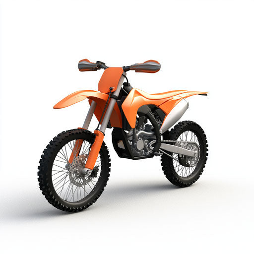 3D dirt bike on flat white background, isolated clipart