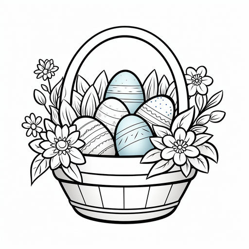 Easter coloring page with basket illustration