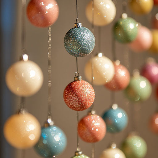 Garland of colorful shiny Christmas balls
