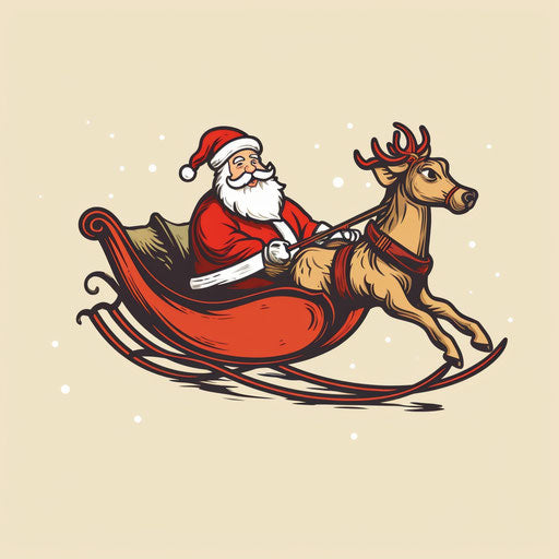 Santa sleigh silhouette on white background